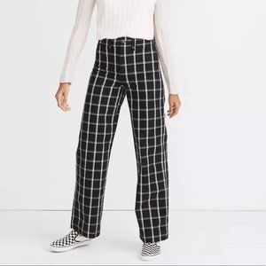 Madewell Slim Emmett Wide-Leg Full-Length Pants in Windowpane Check
